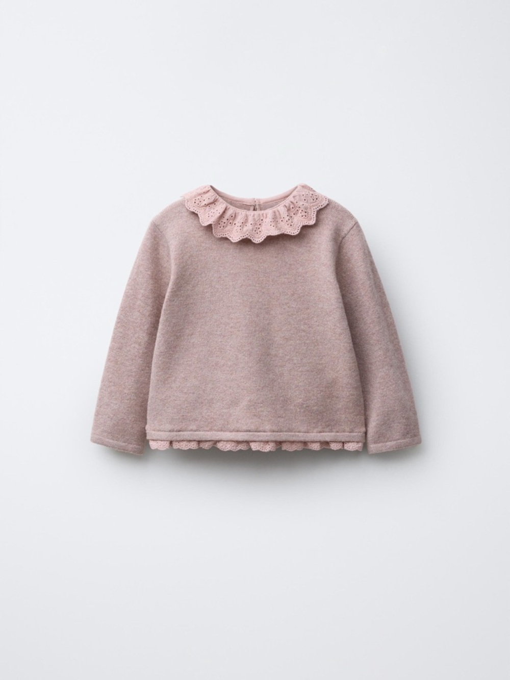 Zara Pink Knit Top with Eyelet Collar